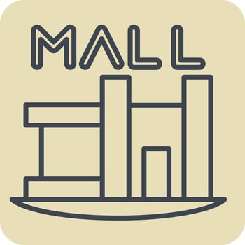 Icon Shopping Mall. related to House symbol. hand drawn style. design editable vector