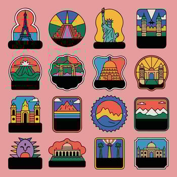 Vintage Travel Sticker Pack Set. vector