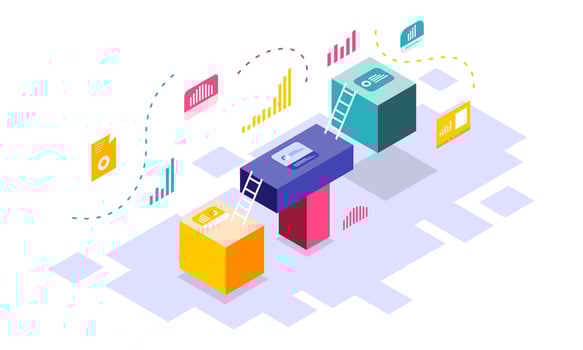 Abstract Isometric Network Connection Data Flow System vector