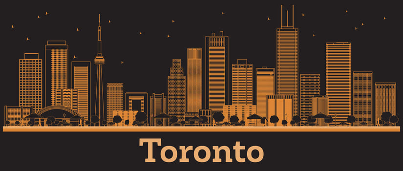 Outline Toronto Canada City Skyline with orange Buildings. Business Travel and Concept with Modern Architecture. Toronto Cityscape with Landmarks. vector