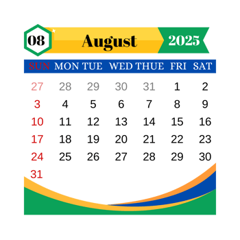 august 2025 calendar png
