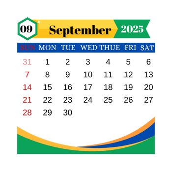september calendar 2025 png