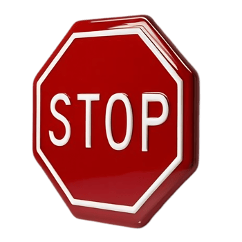 Vibrant Red Octagonal Stop Sign with Bold White Letters png