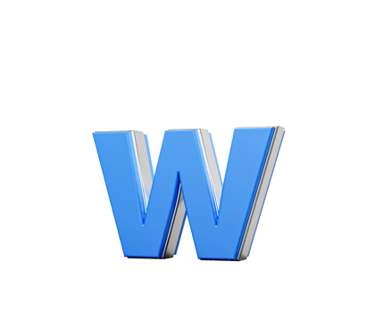 Blue Small Letter w Alphabet w Gleams With Its Sleek Modern Design With Sharp Edges 3D Illustration png