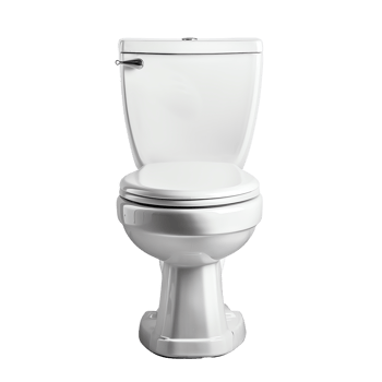 Sleek and modern white toilet featuring smooth porcelain finish and stainless steel handle, perfect for contemporary bathrooms. This design combines functionality with elegance, enhancing any png