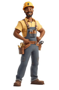 A black man wearing overalls and a hard hat png