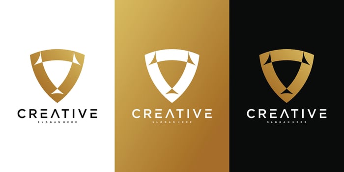 Shield logo template, modern creative concept. Premium vector