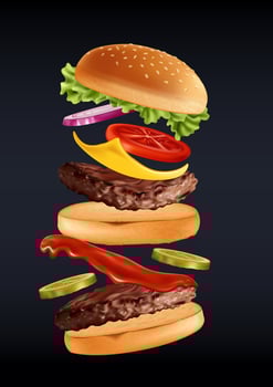 Modern Realistic Smash burger Ingredients Illustration vector