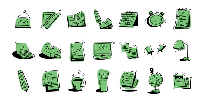 Hand Drawn Office Tools Illustration vector