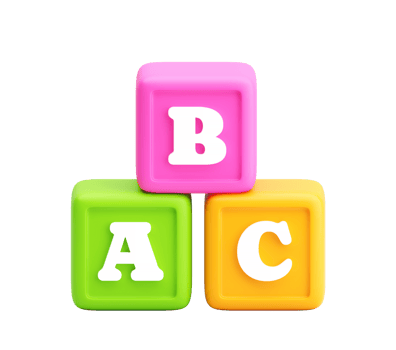 Stacked Alphabet Cubes A B C 3D Cartoon Style png