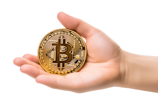 Hand Holding Cryptocurrency Bitcoin Isolated on Transparent Background png