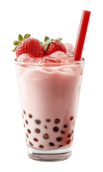 Strawberry Boba Milk Tea Isolated on Transparent Background png