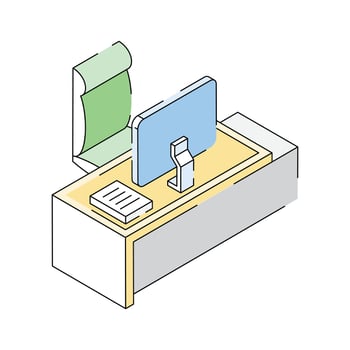 Well crafted isometric style icon of office desk computer vector