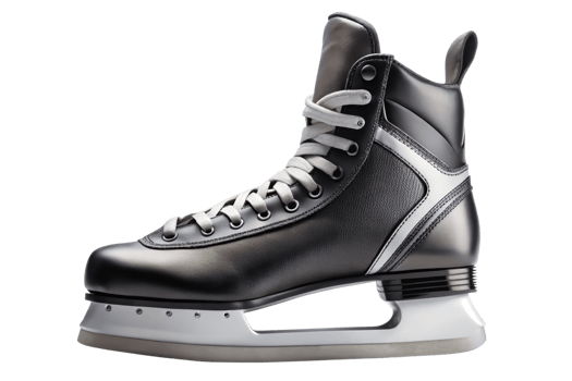 Classic black ice skate isolated on a transparent background png