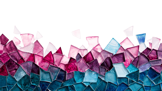 Vibrant mosaic of clear glass pieces png