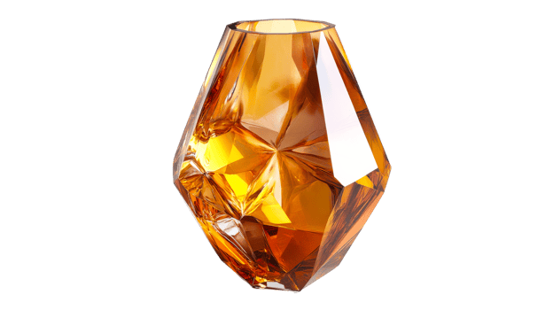 Unique transparent orange crystal vase design png