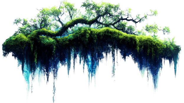 Lush green landscape with water png