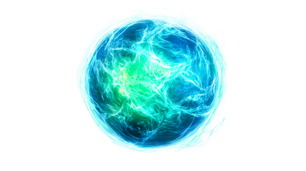 Vibrant blue and green glowing orb png