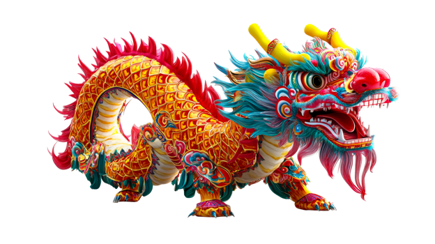 Colorful dragon art for cultural festival png