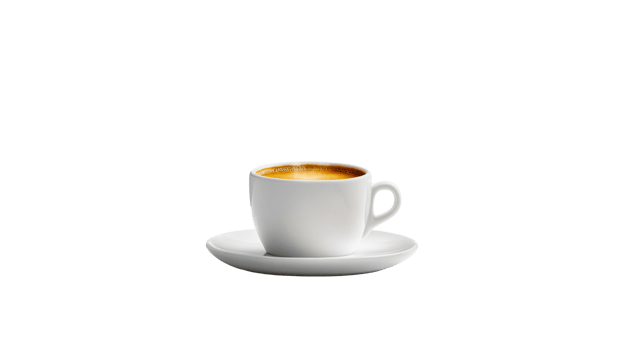 Warm espresso served in stylish white cup png