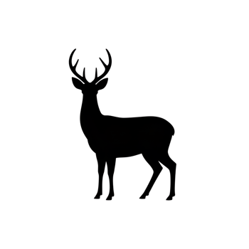 Deer silhouette standing with antlers isolated on a plain backdrop design art png
