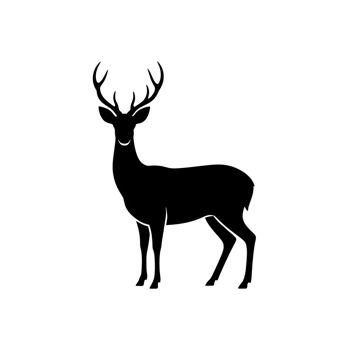Deer silhouette standing with antlers, wildlife animal illustration design png