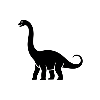 Dinosaur silhouette of a long necked sauropod on a simple isolated background png