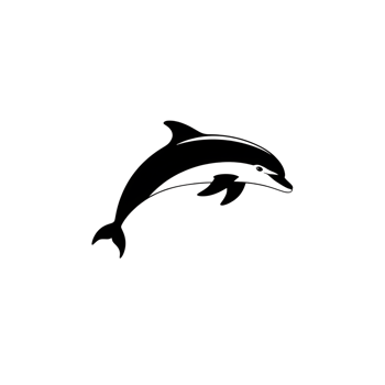 Dolphin illustration simple monochrome depiction of a marine mammal jumping up png
