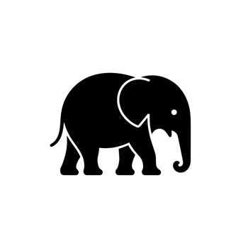 Elephant illustration simple icon of an african animal in silhouette style png