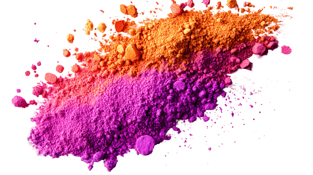 Orange and purple powders blend vibrantly png