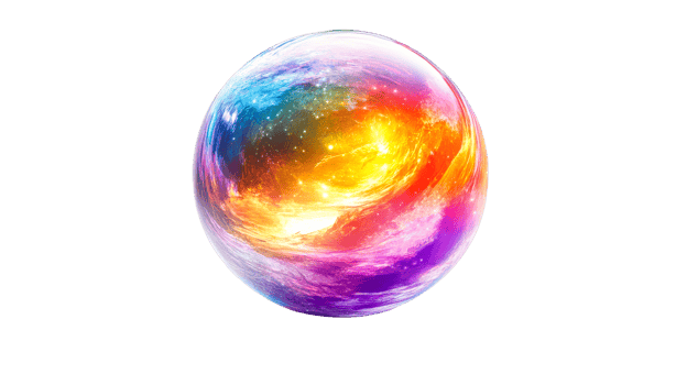 Colorful transparent sphere with vibrant hues png