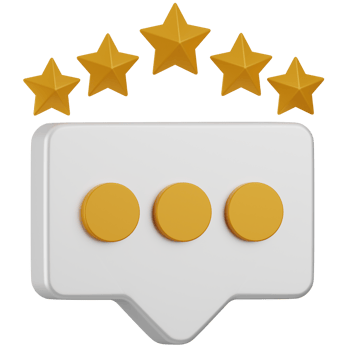 star review and bubble chat feedback concept 3D png