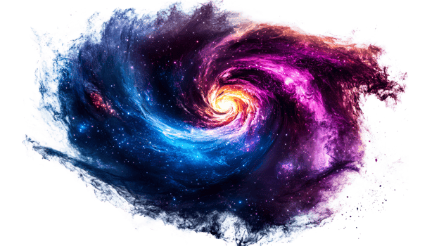 Colorful galaxy swirl fills the cosmos with light png