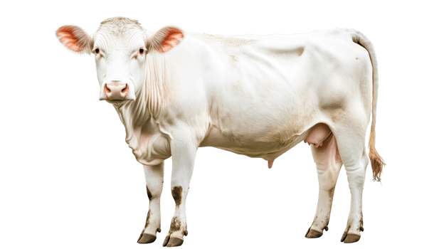 White cow standing on a plain background png