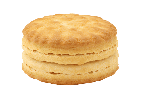 Fresh biscuit on a plain background, baked and golden brown, flaky layers png