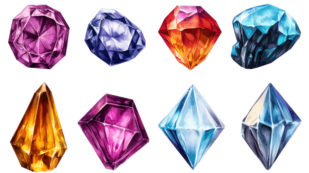 Vibrant crystals in a patterned layout png