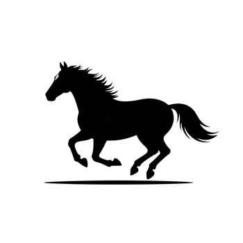Horse silhouette running, equine mammal animal, equestrian design graphic element png