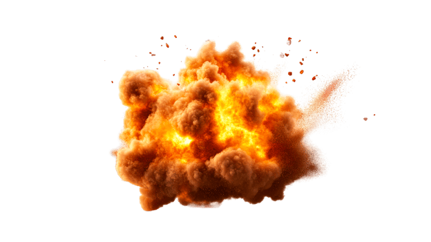 Fiery explosion creates billowing cloud png