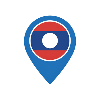 Laos flag in map pointer icon for location or travel destination concept design png