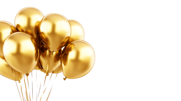 Golden balloons floating in light background png