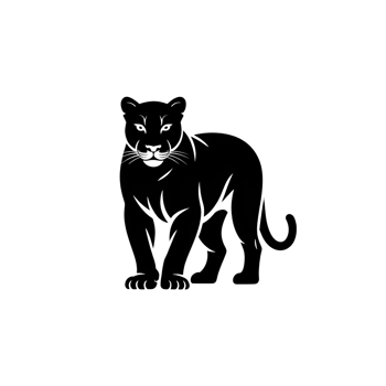 Panther illustration full body, facing forward, with a curled tail design png