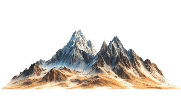 Majestic mountain range with snow capped peaks png