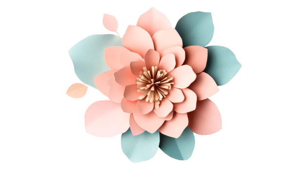 Beautiful paper flower decoration in pastel colors png