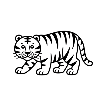 Tiger illustration cartoon style drawing of a walking tiger with stripes png