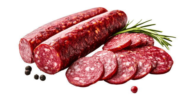 Deliciously cured sausage with herbs and spices png