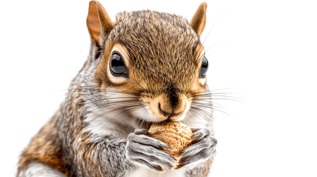 Squirrel enjoying snack in bright setting png