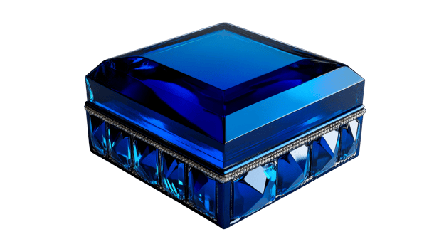 Elegant blue transparent jewelry box with gems png