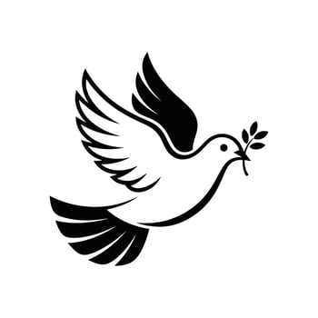 dove flying silhouette illustration isolated on white background vector