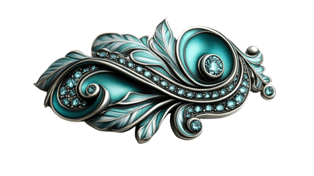 Jeweled brooch with leaves ornament, cut out transparent png