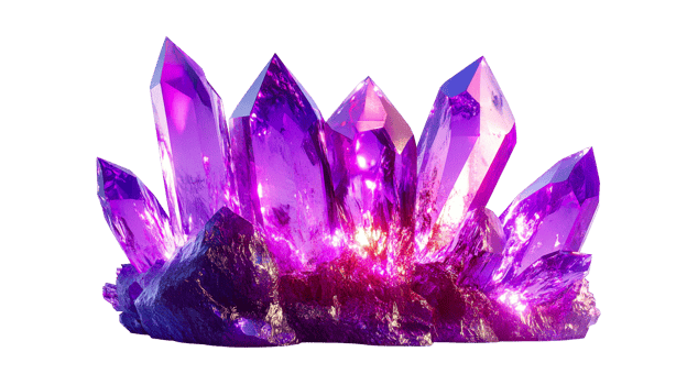 Violet crystals mineral formation, cut out transparent png